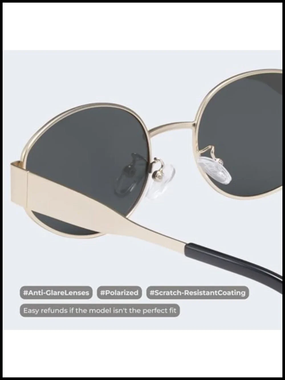 Retro Polarized Sunglasses UV400 Protection Oval Metal Frames with Case